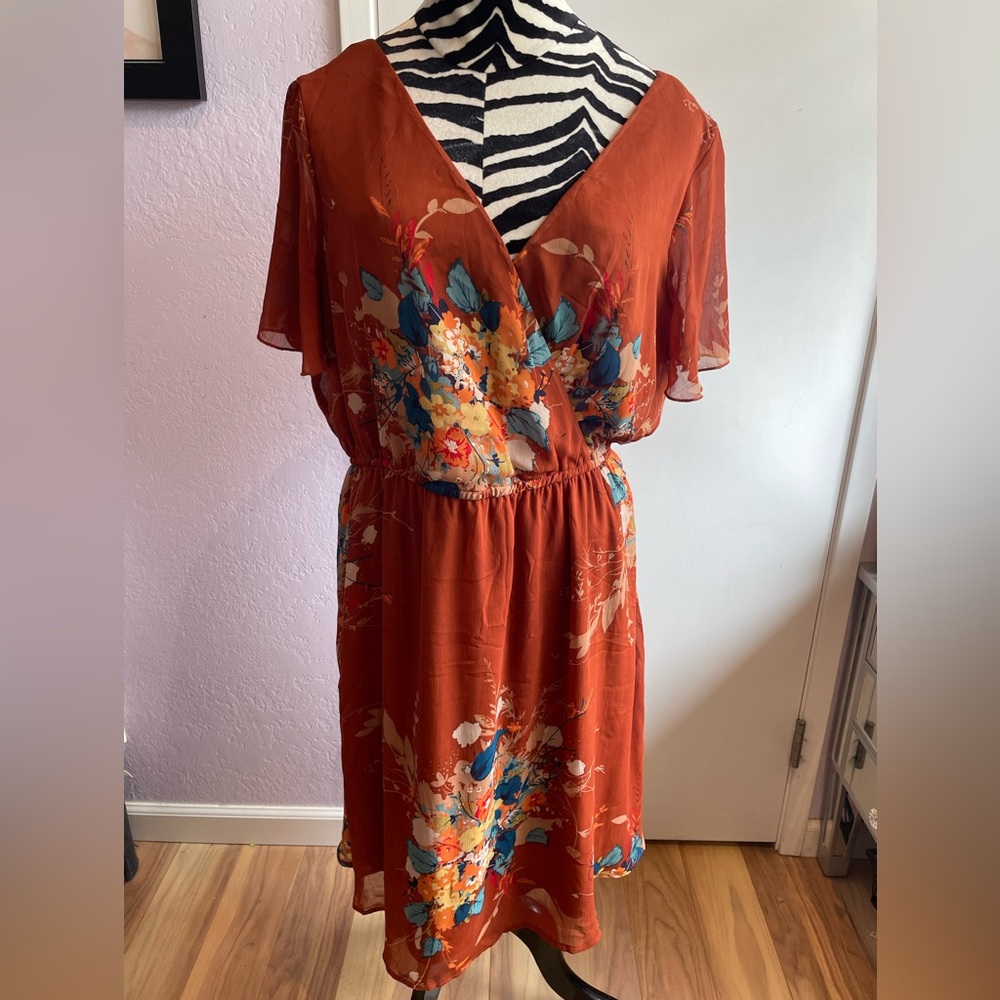 Macys Love squared Terracotta Floral Midi Dress